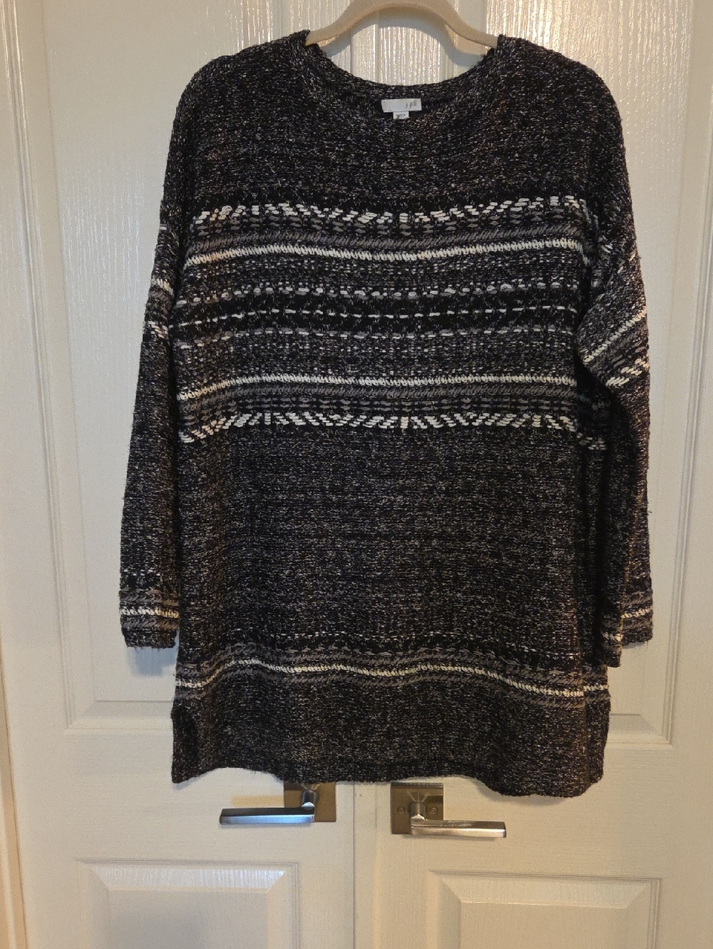 Black & White Marled Knit Tunic / Sweater Dress